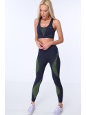 Seamless leggings navy blue and green MR81199 - Online store - Boutique